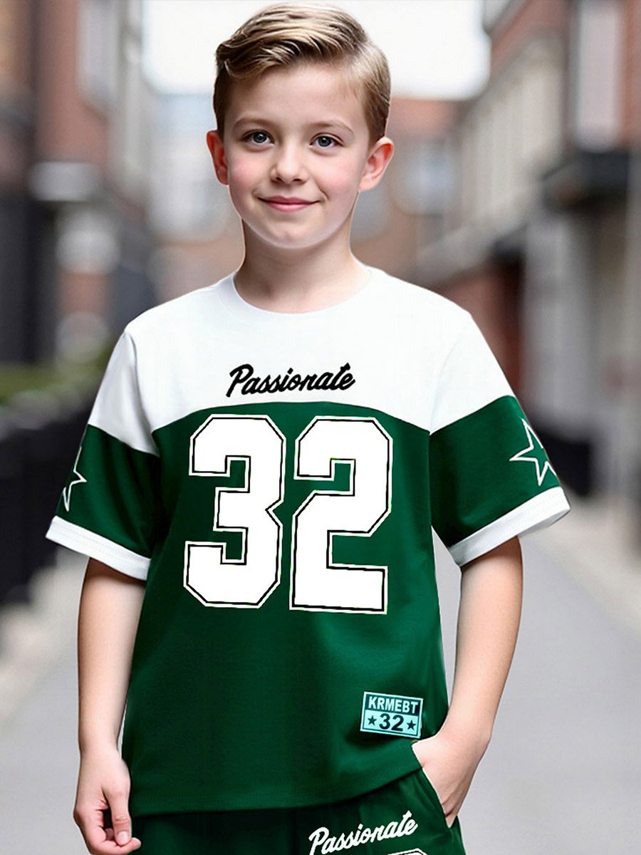 Boys Color Block T-Shirt and Shorts Set