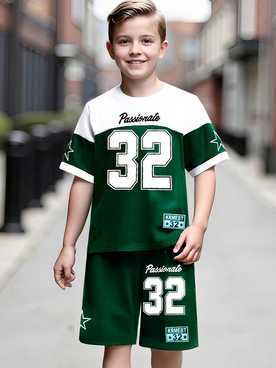 Boys Color Block T-Shirt and Shorts Set