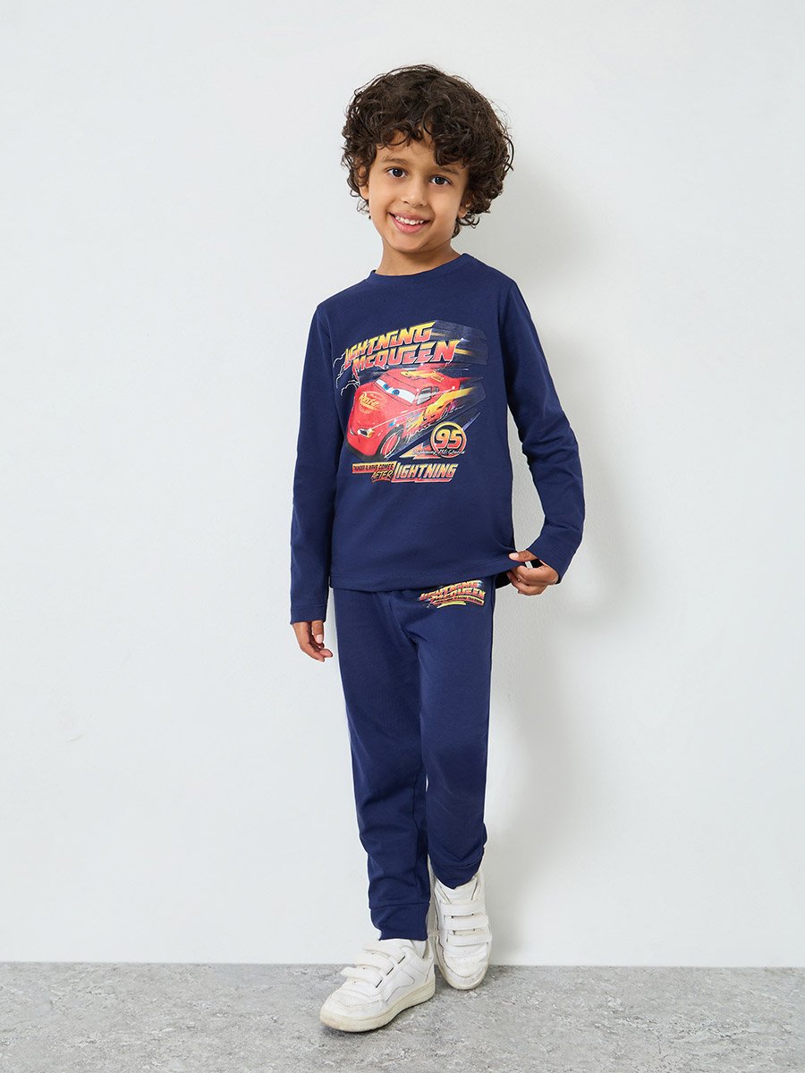 Boys Cars Print Cotton T-Shirt and Pants Set