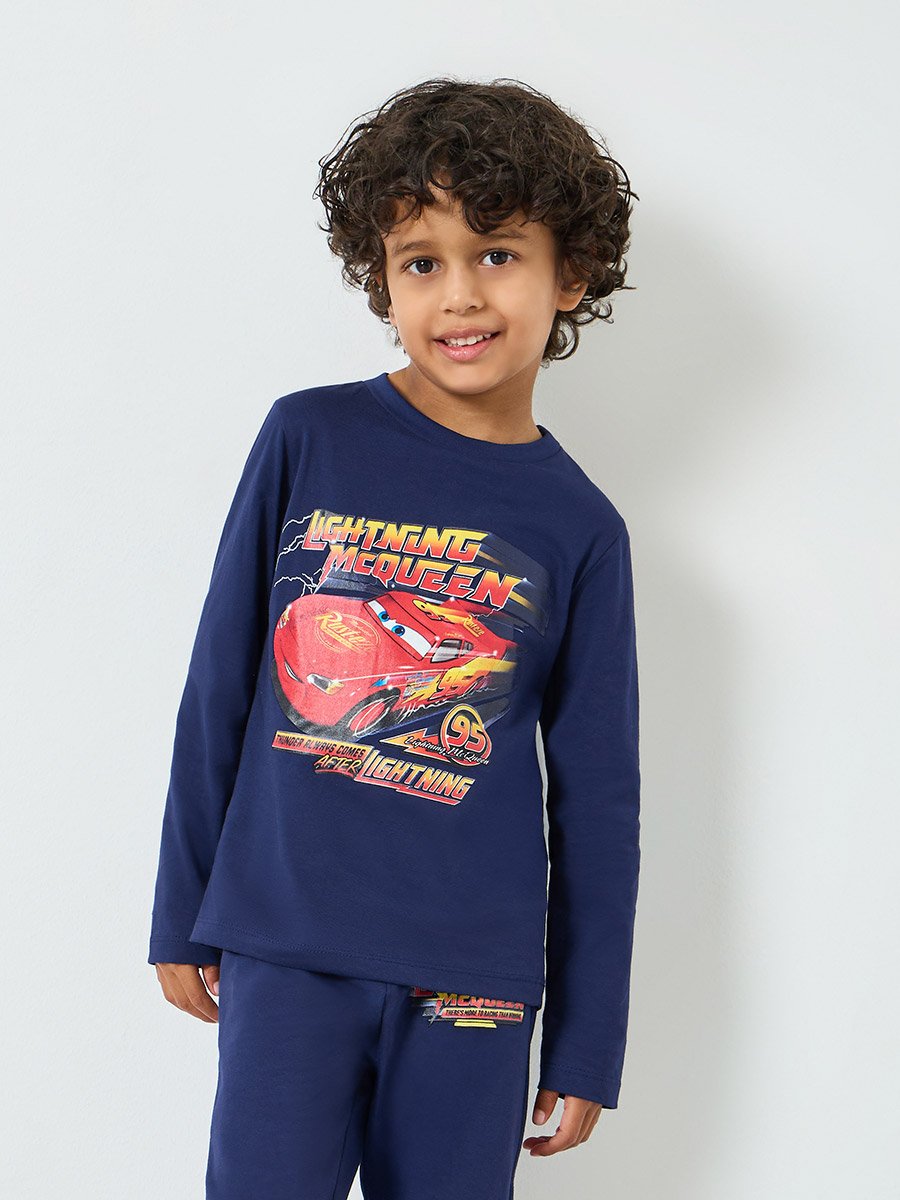 Boys Cars Print Cotton T-Shirt and Pants Set
