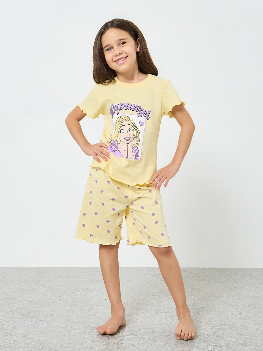 Girls Disney Rapunzel Cotton T-Shirt and Shorts Set