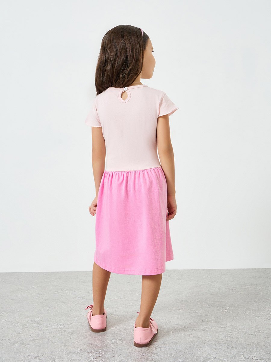 Girls Pink Hello Kitty Dress with Bow Detail