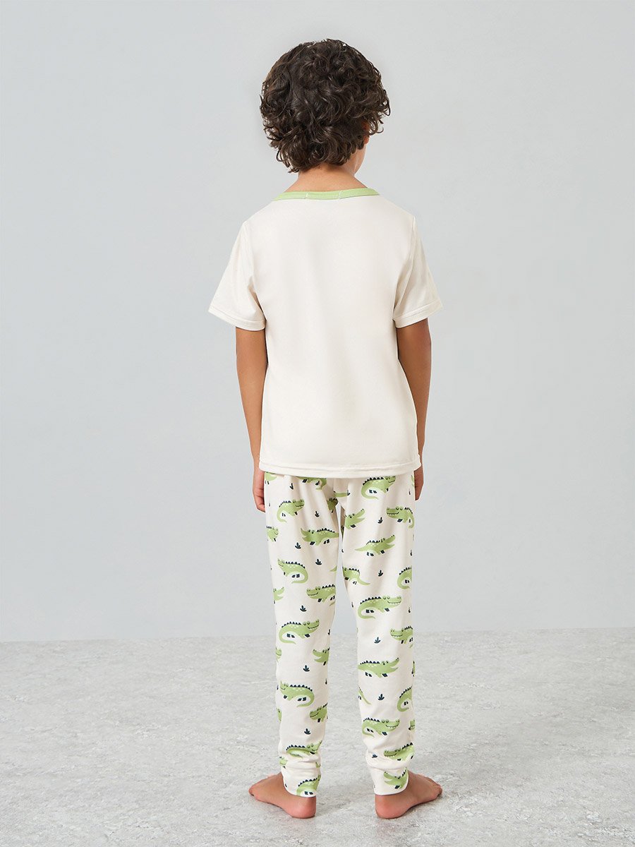 Boys Graphic Print Short Sleeve T-Shirt with Pyjama Set