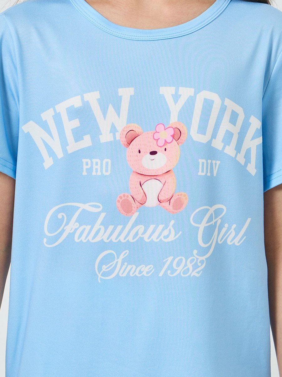 Girls Graphic Print T-Shirt and Pyjama Set