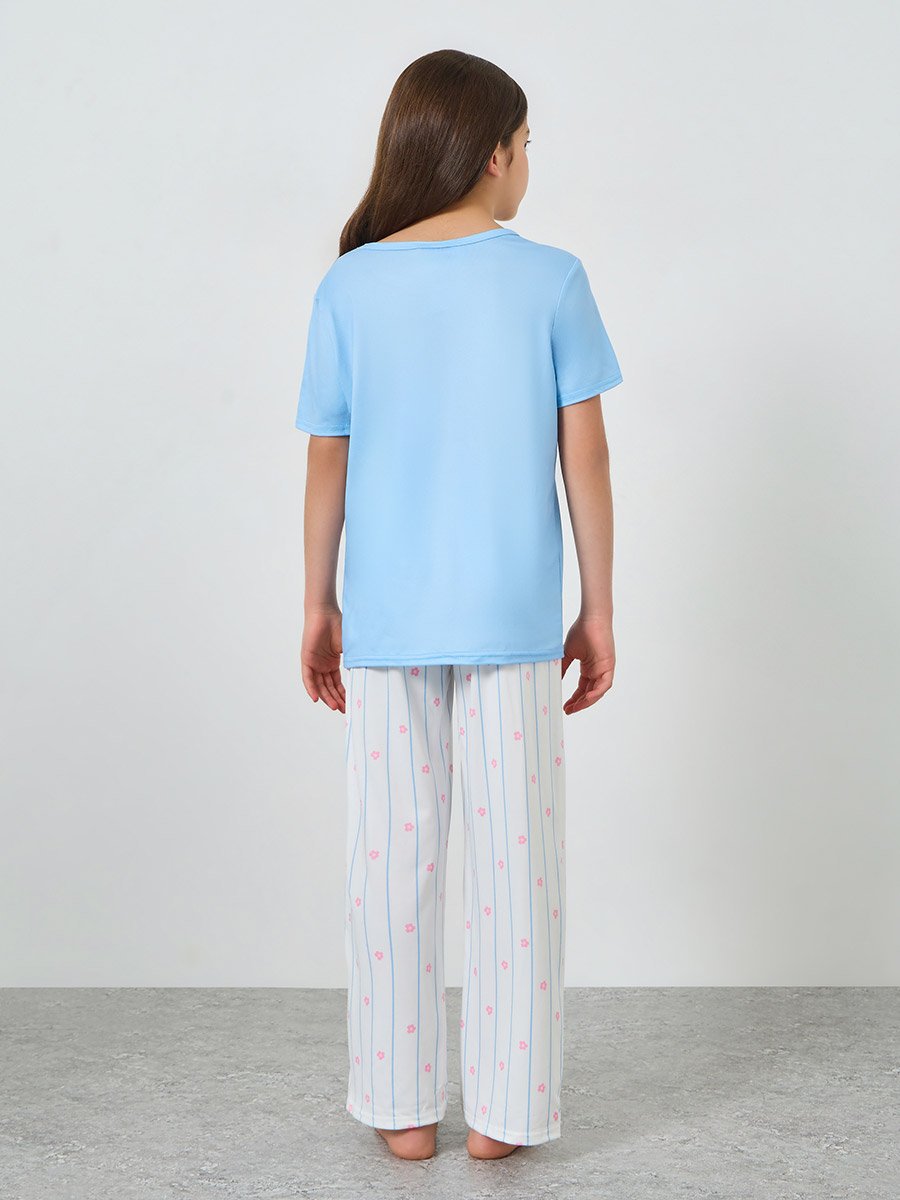 Girls Graphic Print T-Shirt and Pyjama Set