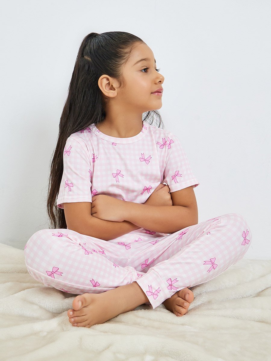 Girls All-Over Bow Print Top and Pyjama Set
