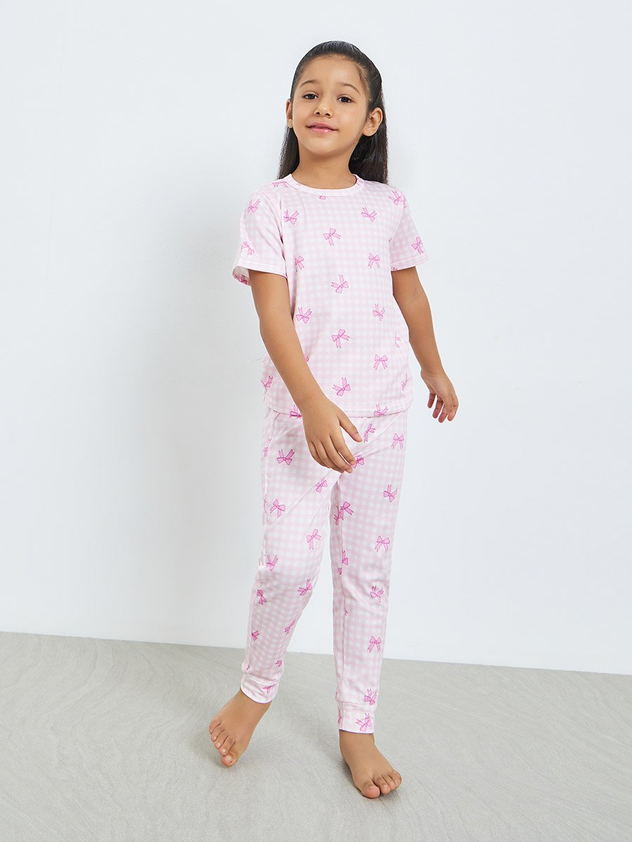 Girls All-Over Bow Print Top and Pyjama Set