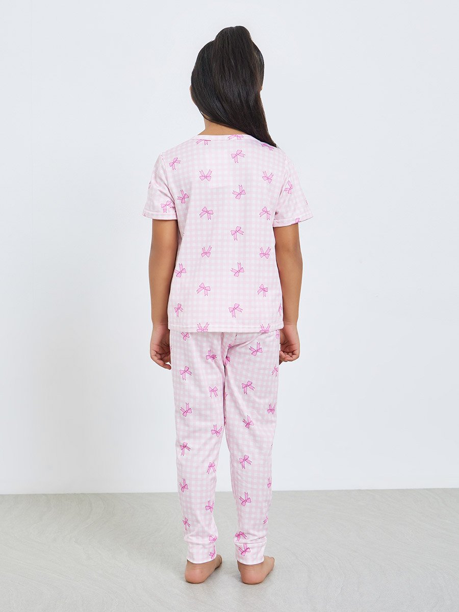 Girls All-Over Bow Print Top and Pyjama Set