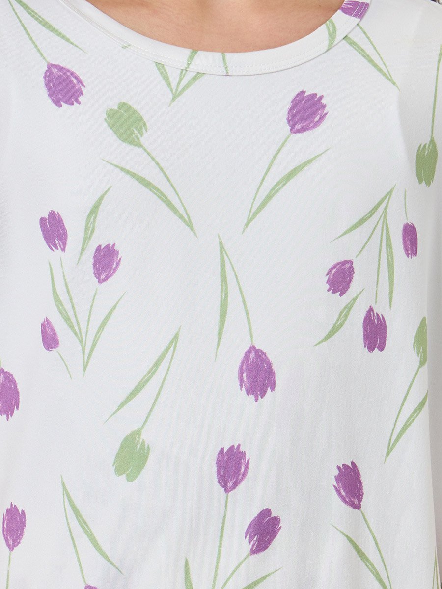 Girls Tulip Print Short Sleeve Top and Pyjama Set