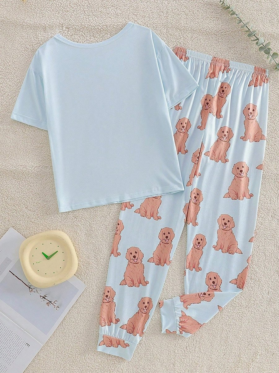 Boys Dog Graphic Print T-Shirt and Pyjama Set