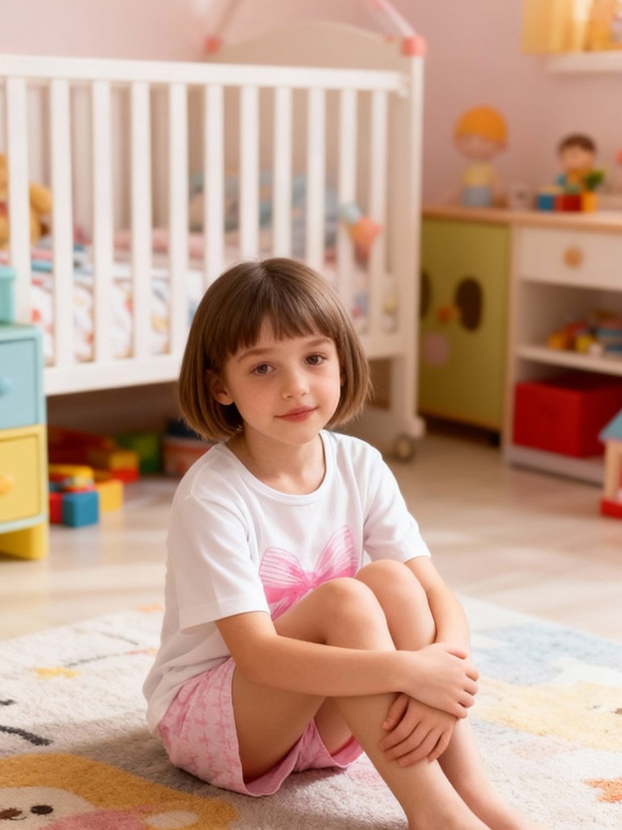 Girls Bow Print Top and Shorts Pyjama Set