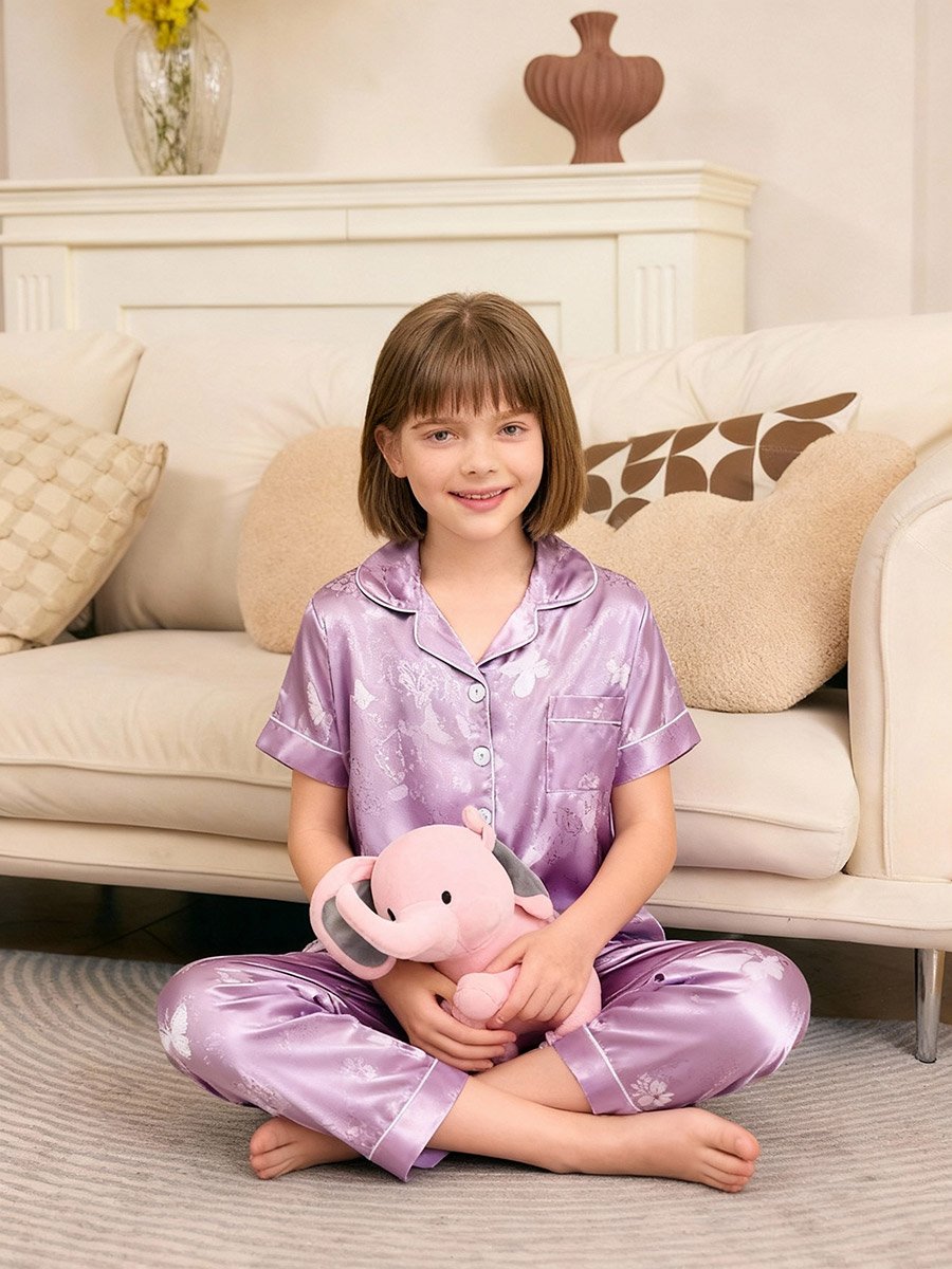 Girls Butterfly Print Pocket Detail Shirt and Pyjama Set