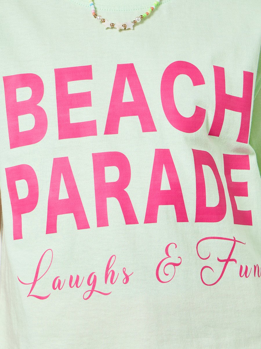 Girls Slogan Print Dropped Shoulder Crop T-Shirt