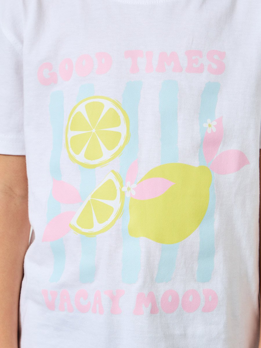 Girls Graphic Print Dropped Shoulder Cotton T-Shirt