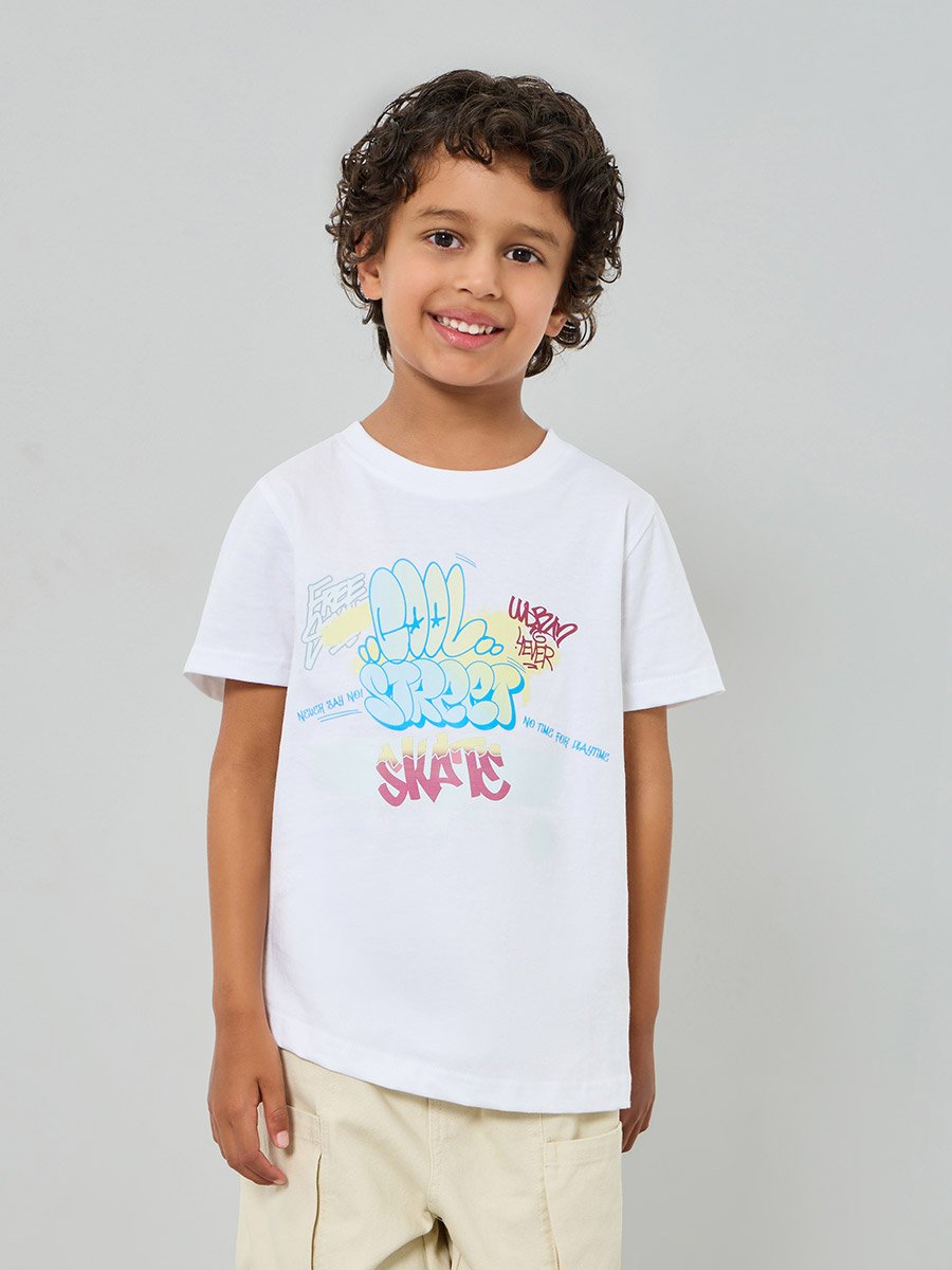 Boys Graphic Print Short Sleeve Cotton T-Shirt