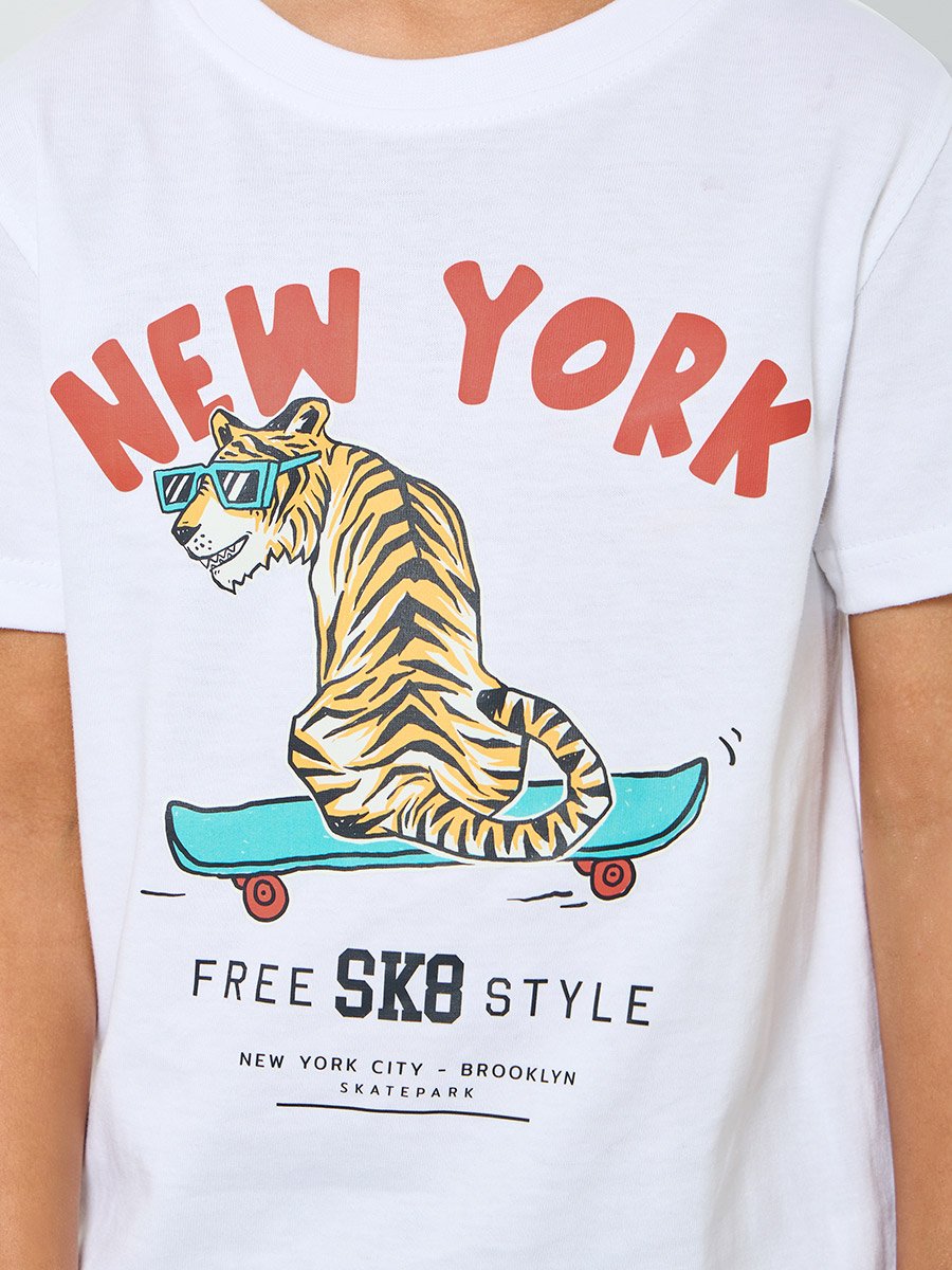Boys Graphic Print Short Sleeve Cotton T-Shirt