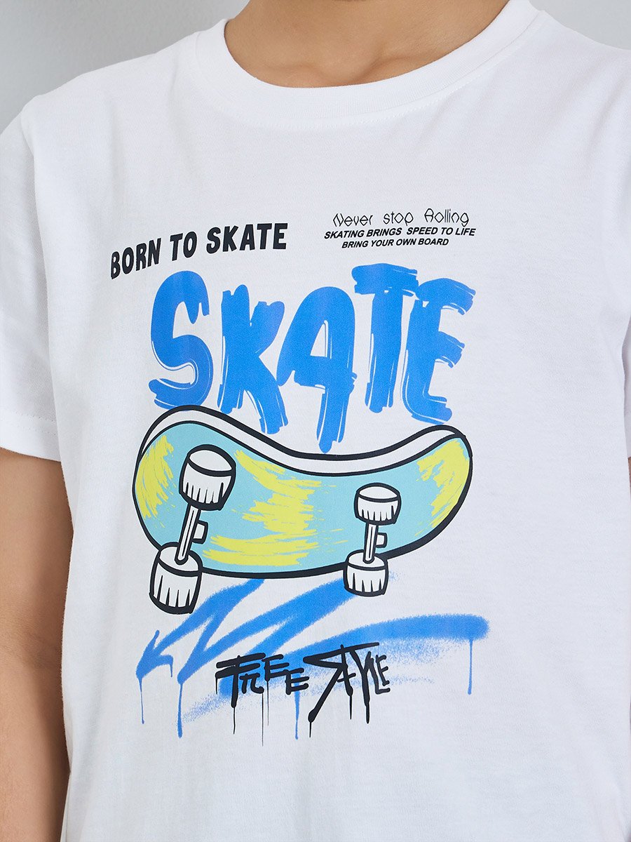 Boys Graphic Print Short Sleeves Cotton T-Shirt