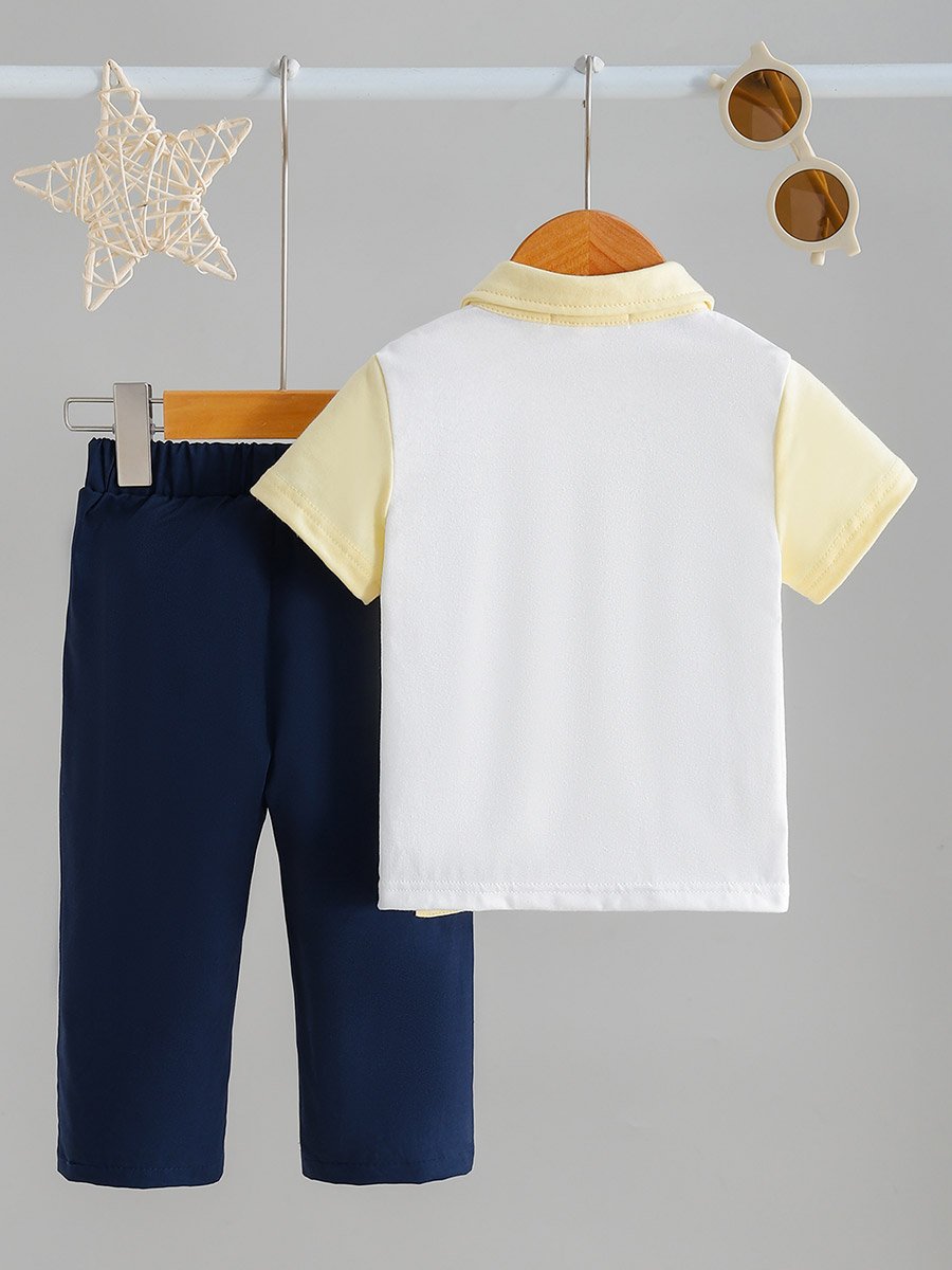 Boys Embroidered Octopus Polo T-Shirt and Pants Set