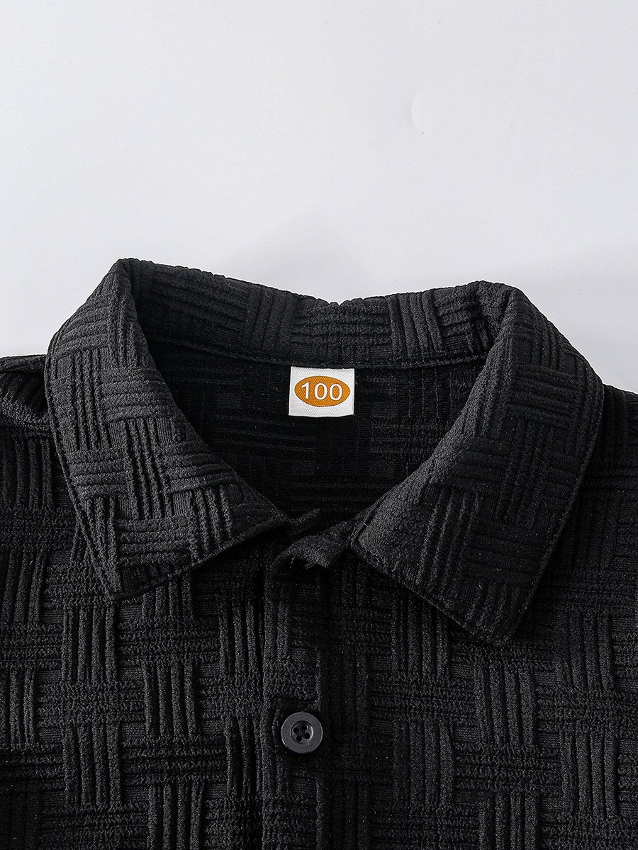 Boys Black Short Sleeve Shirt and Shorts Set