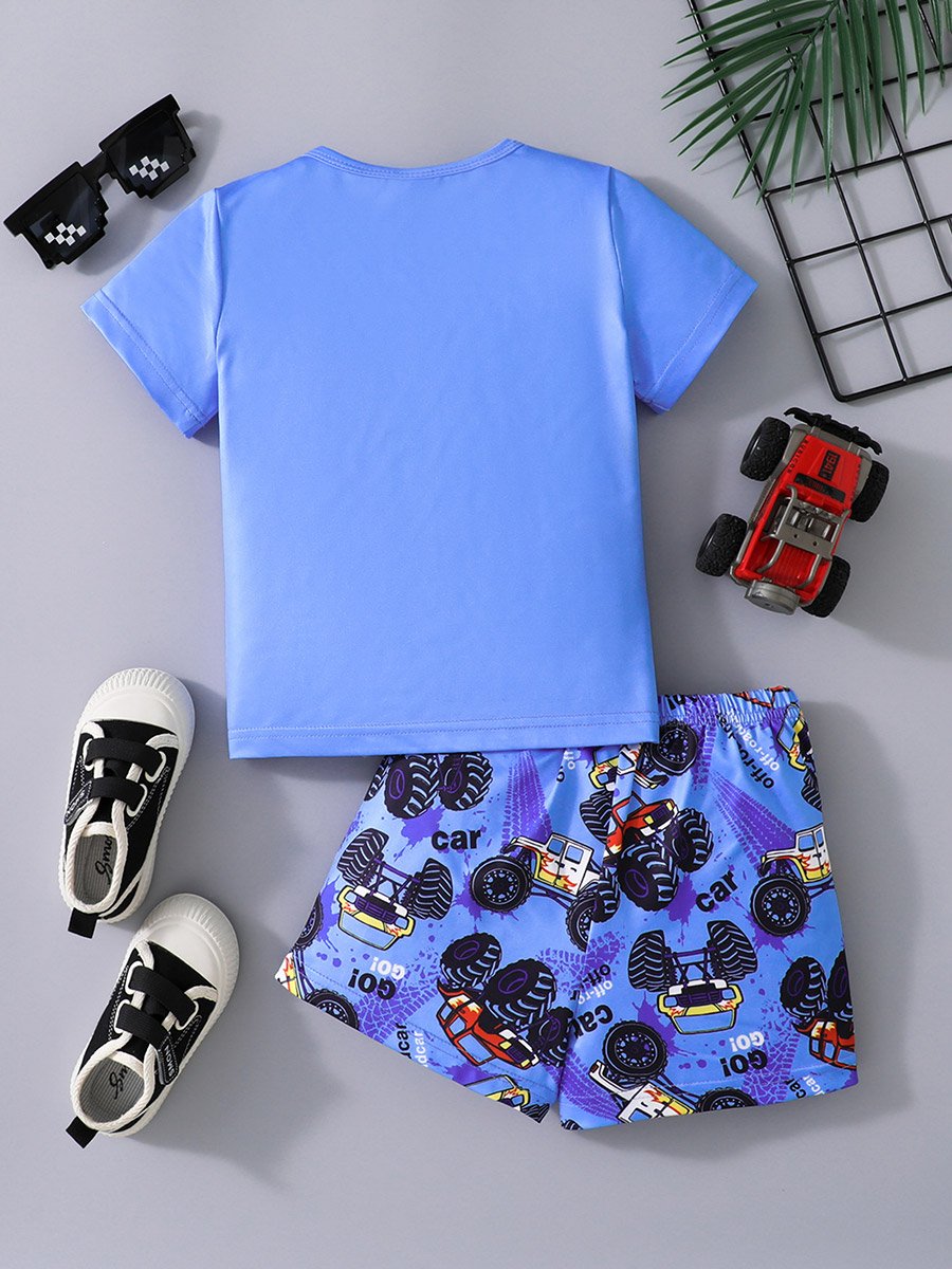 Boys Graphic Print T-Shirt and Shorts Set