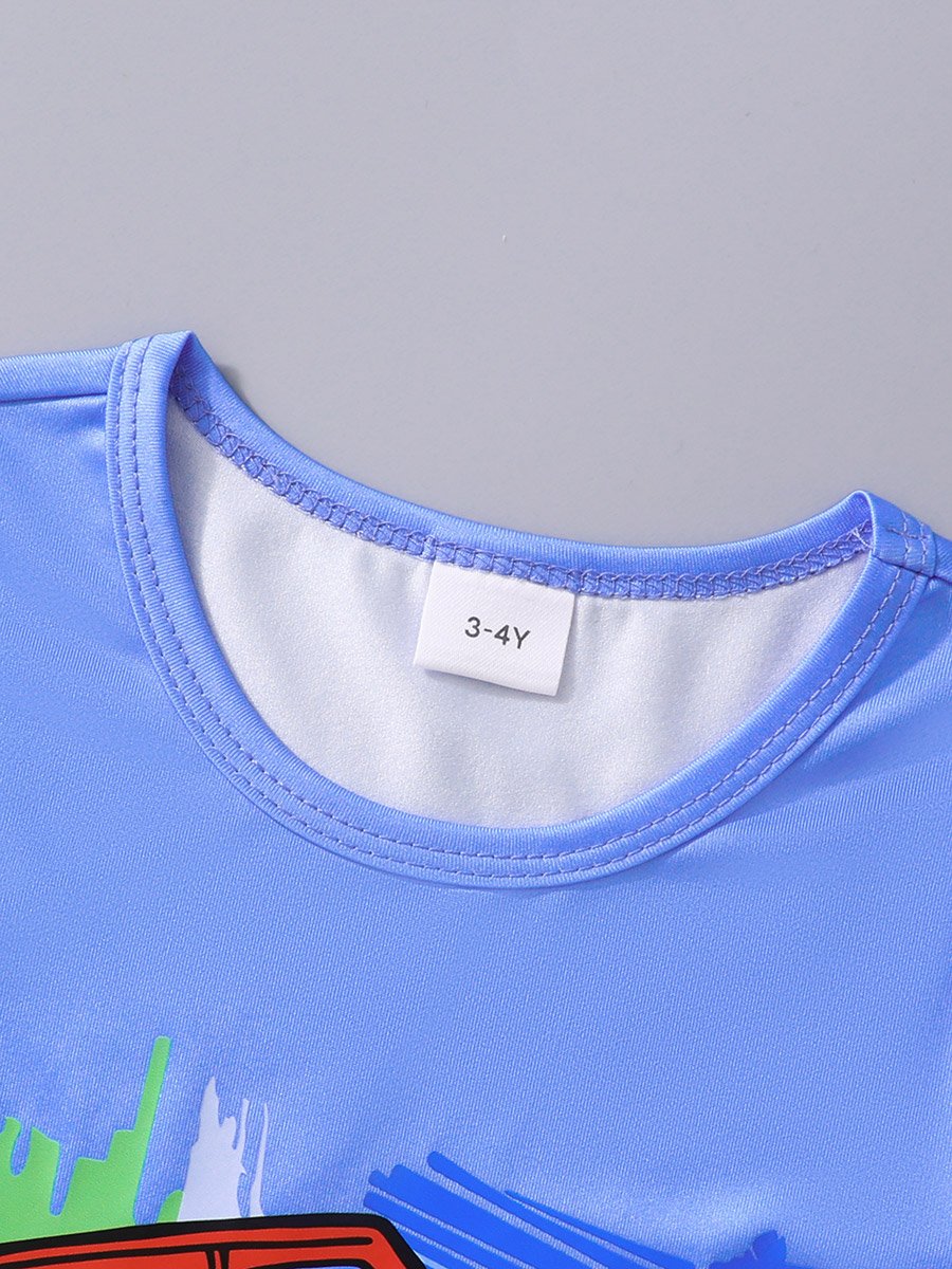 Boys Graphic Print T-Shirt and Shorts Set