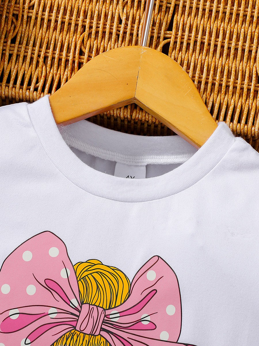 Girls Graphic Print Top and Shorts Set