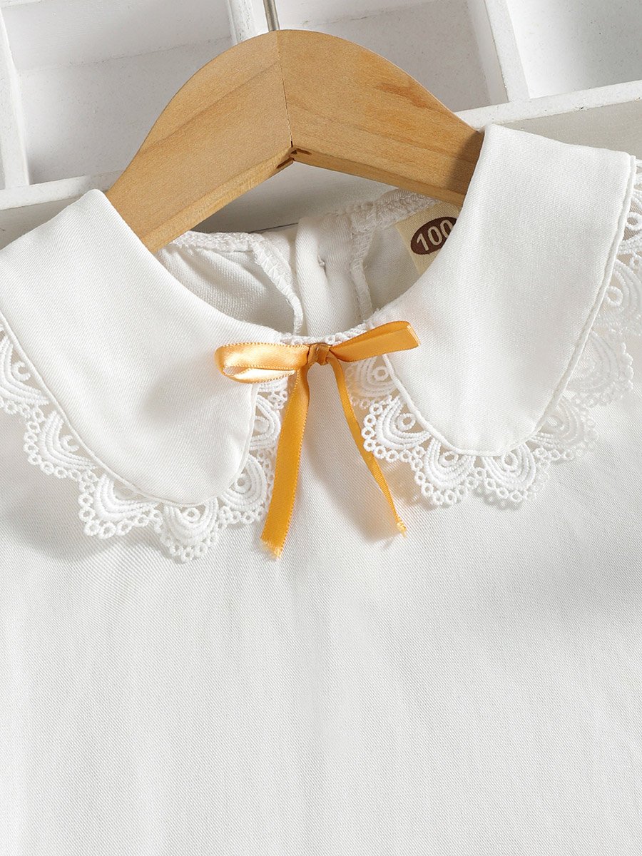 Girls Lace Neckline Sleeveless Top and Shorts Set