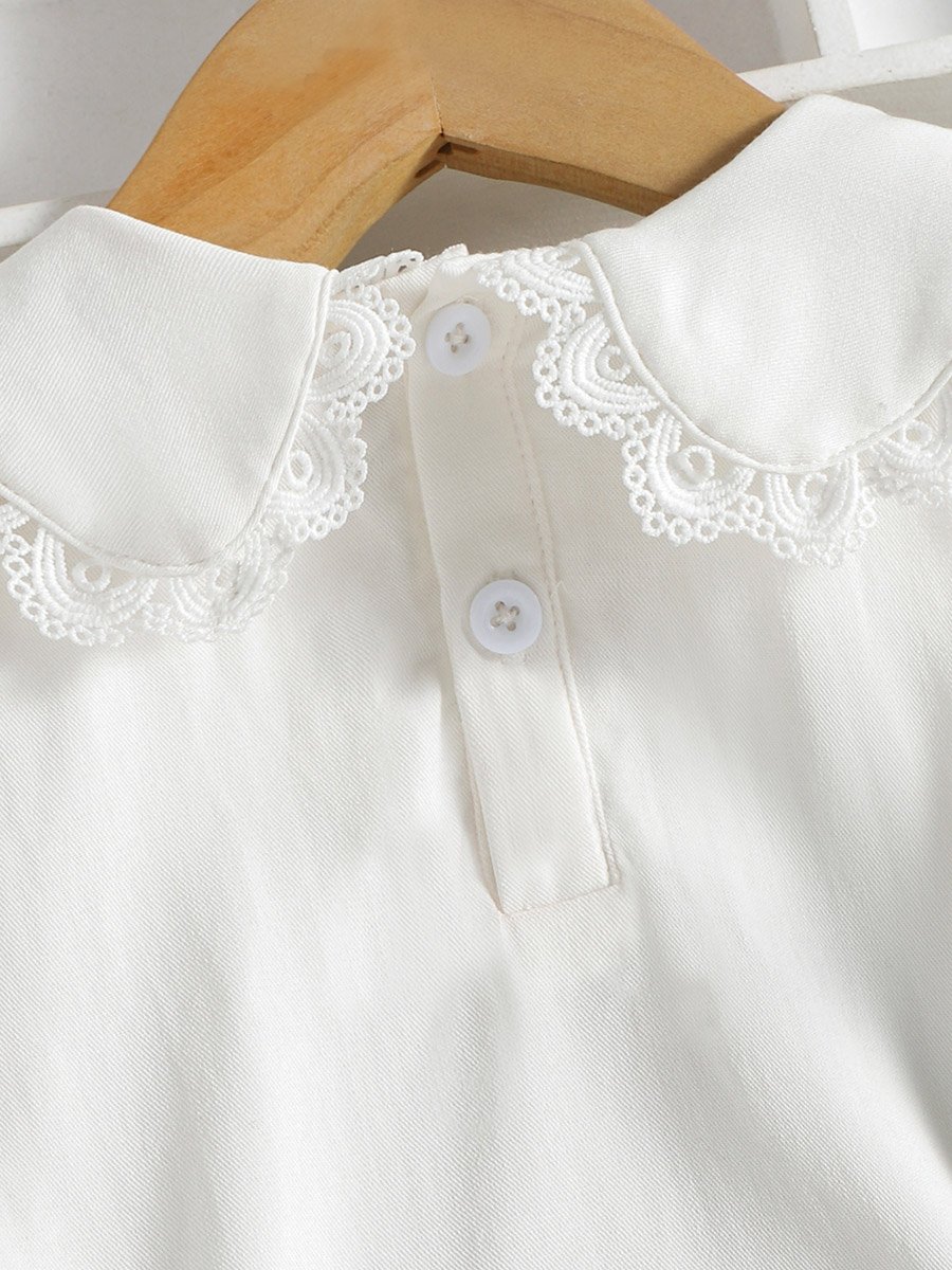 Girls Lace Neckline Sleeveless Top and Shorts Set