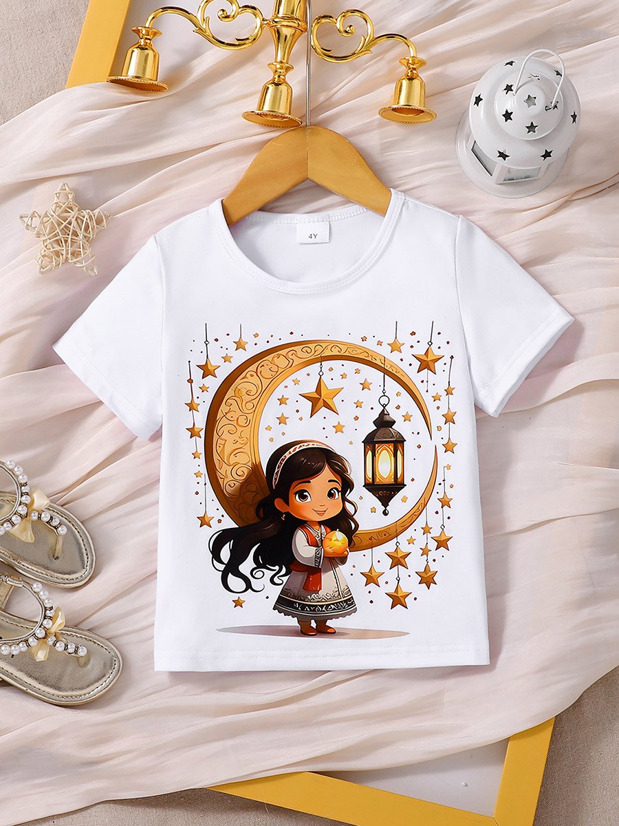 Girls White Ramadan Kareem Graphic T-Shirt