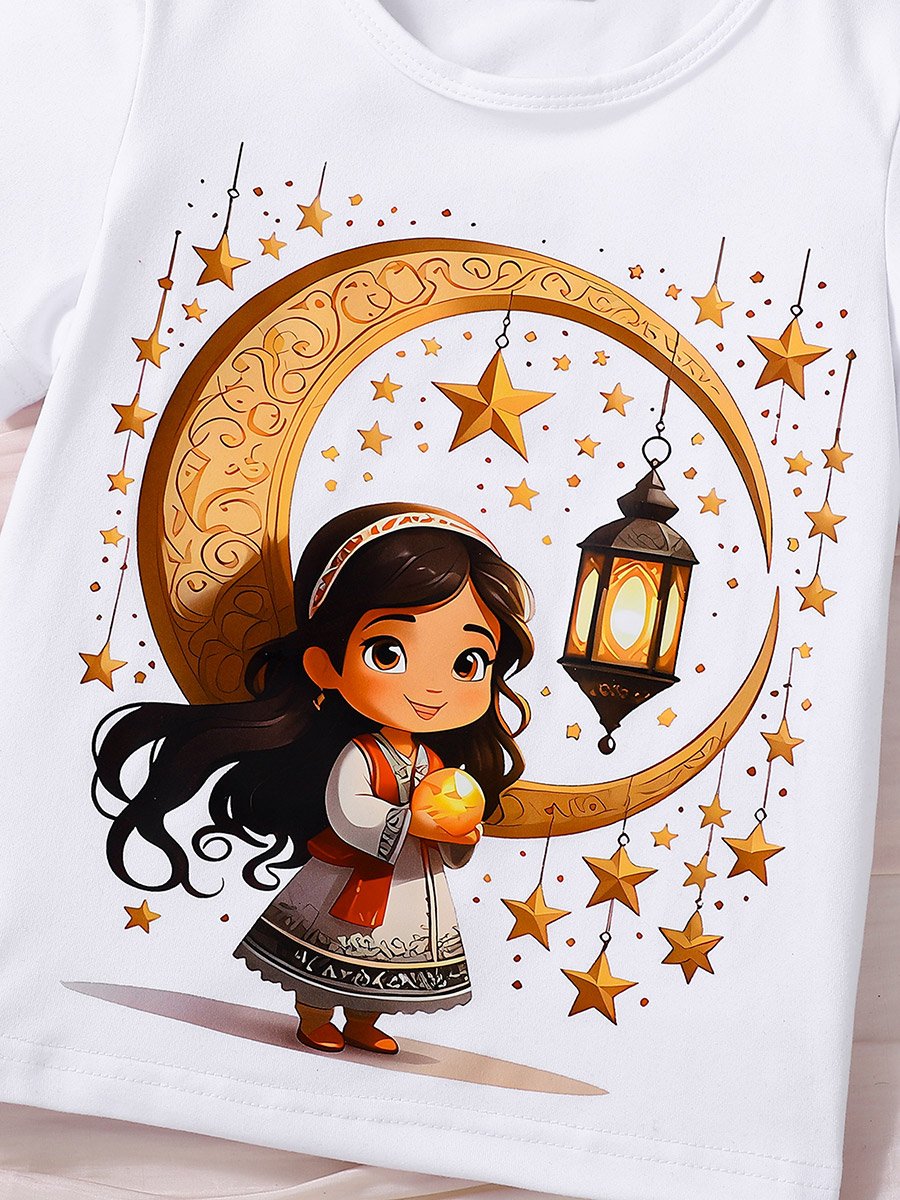 Girls White Ramadan Kareem Graphic T-Shirt