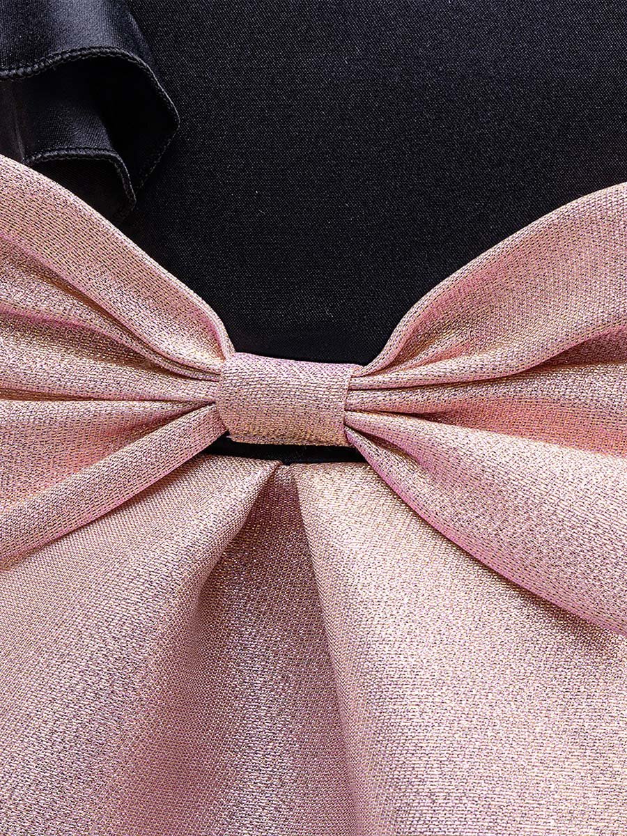 Girls Ruffled One Sleeve Dress with Bow Detail