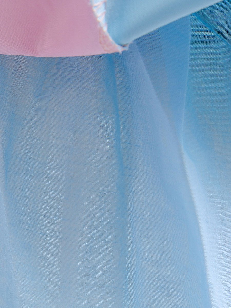Blue Puff Sleeve Embroidered Dress