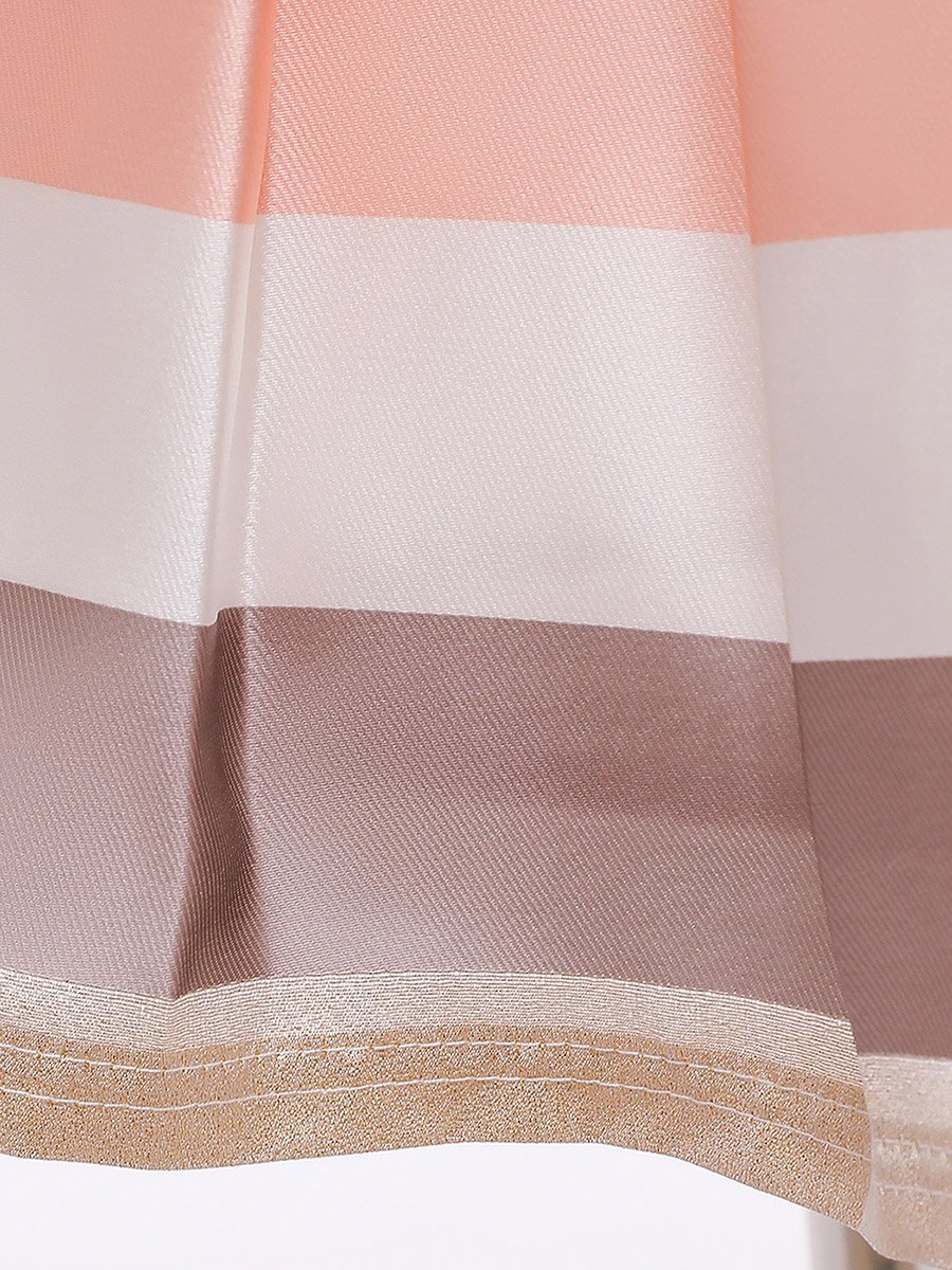 Girls Striped Cold-Shoulder Dress with Bow Detail