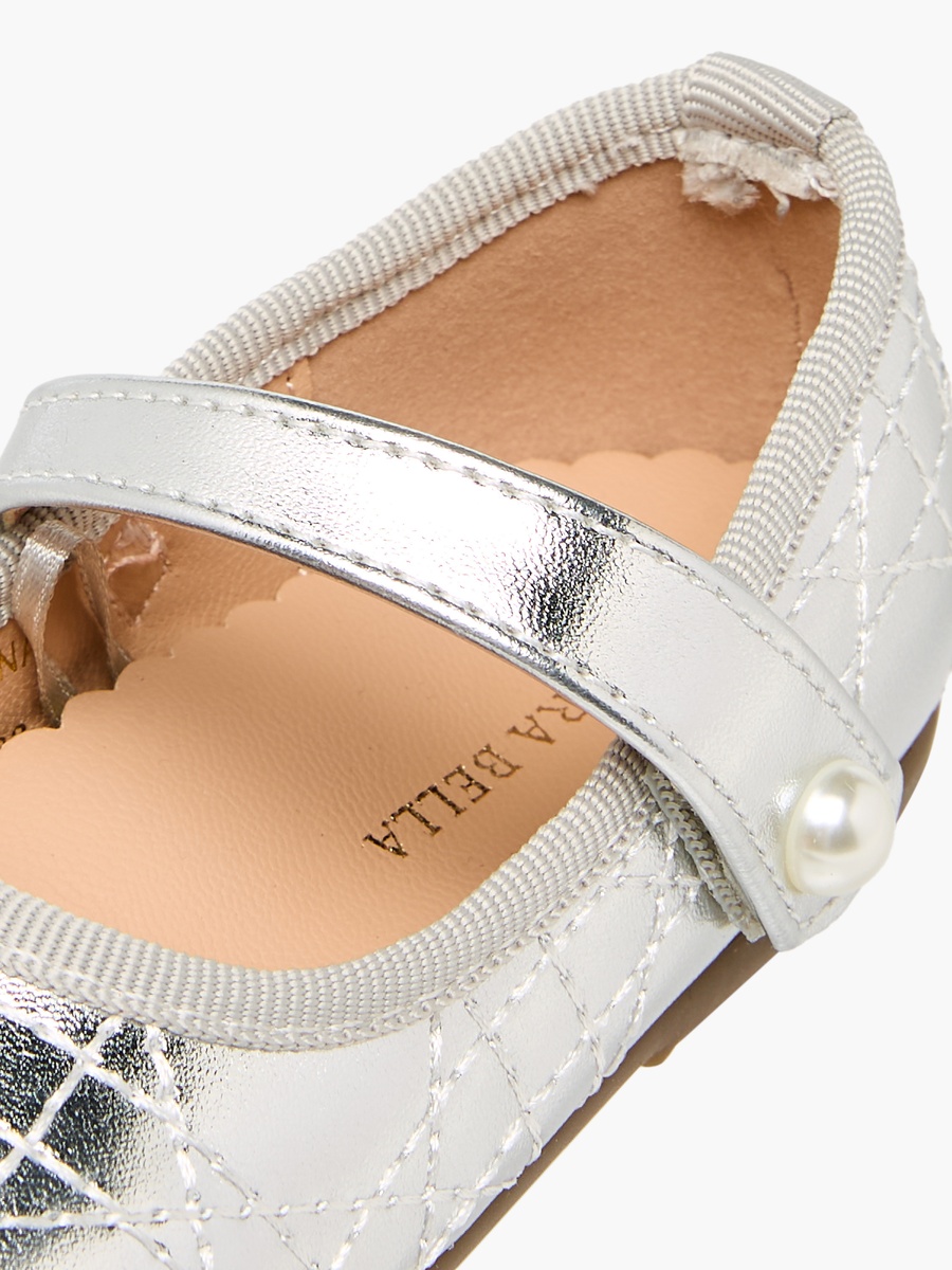 Quilted Mary Jane Shoes with Hook and Loop