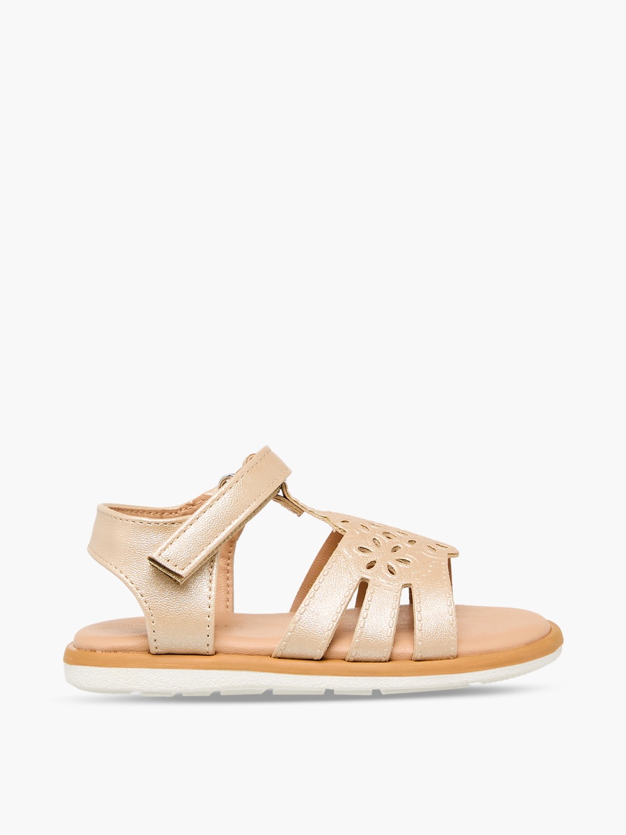 Cutout Design Hook and Loop Sandals