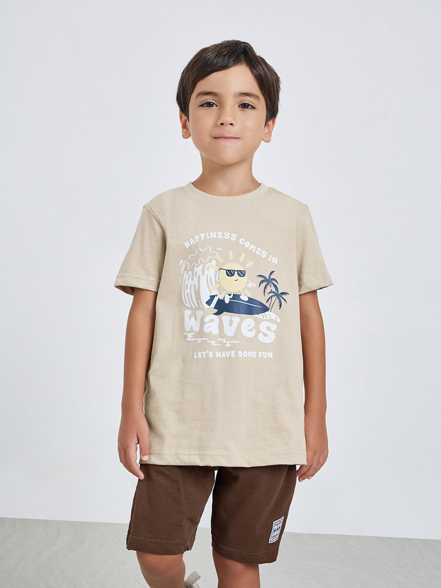 Boys Graphic Print Short Sleeve Cotton T-Shirt