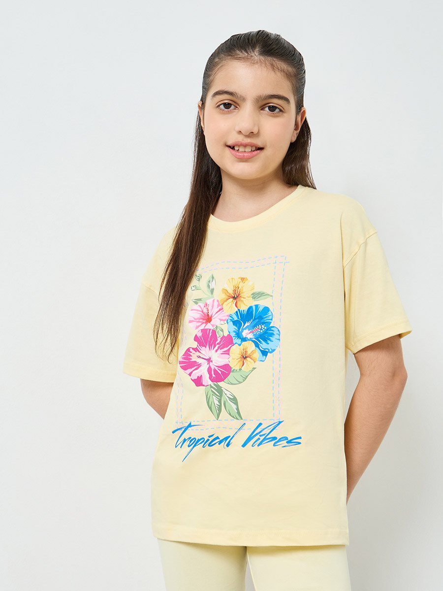 Teen Girls Oversized T-Shirt and Cycling Shorts Set