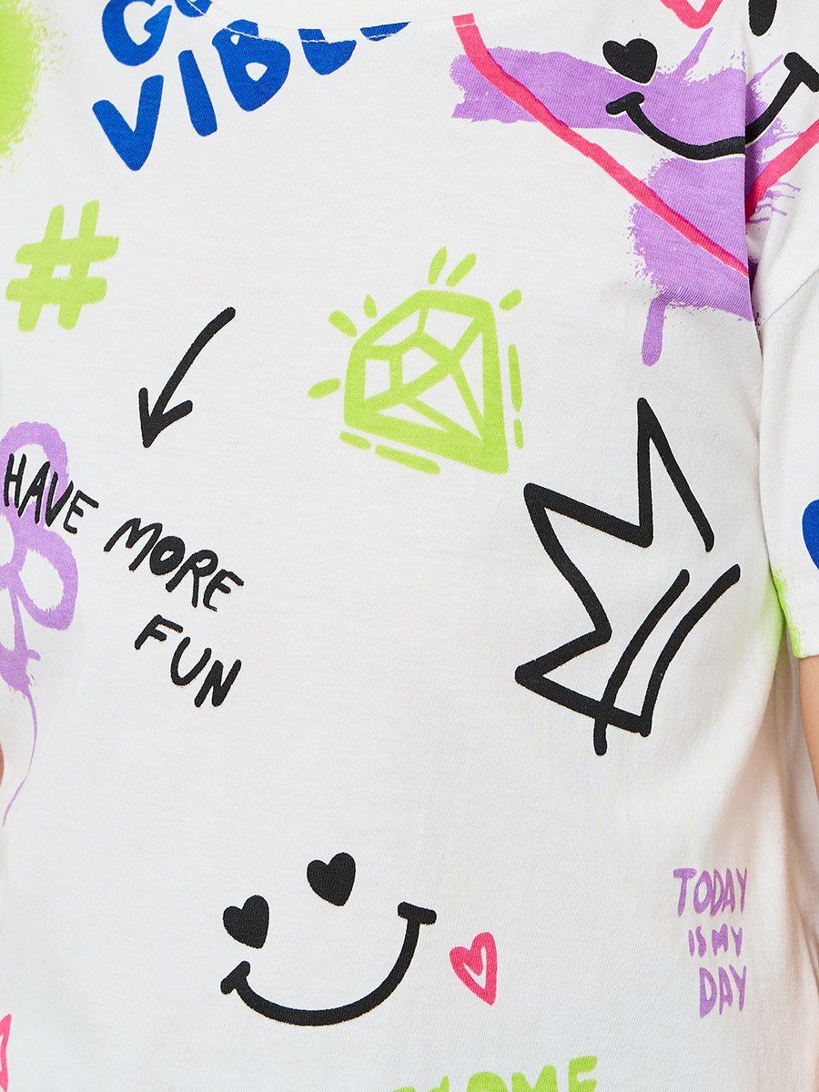 Girls Graphic Print T-Shirt and Flared Leggings Set