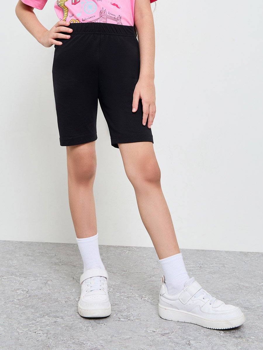 Girls Oversized Printed T-Shirt and Cycling Shorts Set