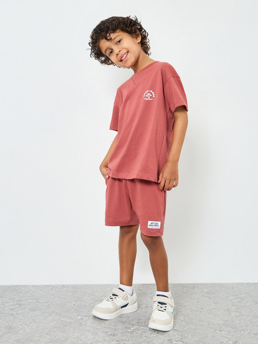 Boys Cotton Graphic Print T-Shirt and Shorts Set