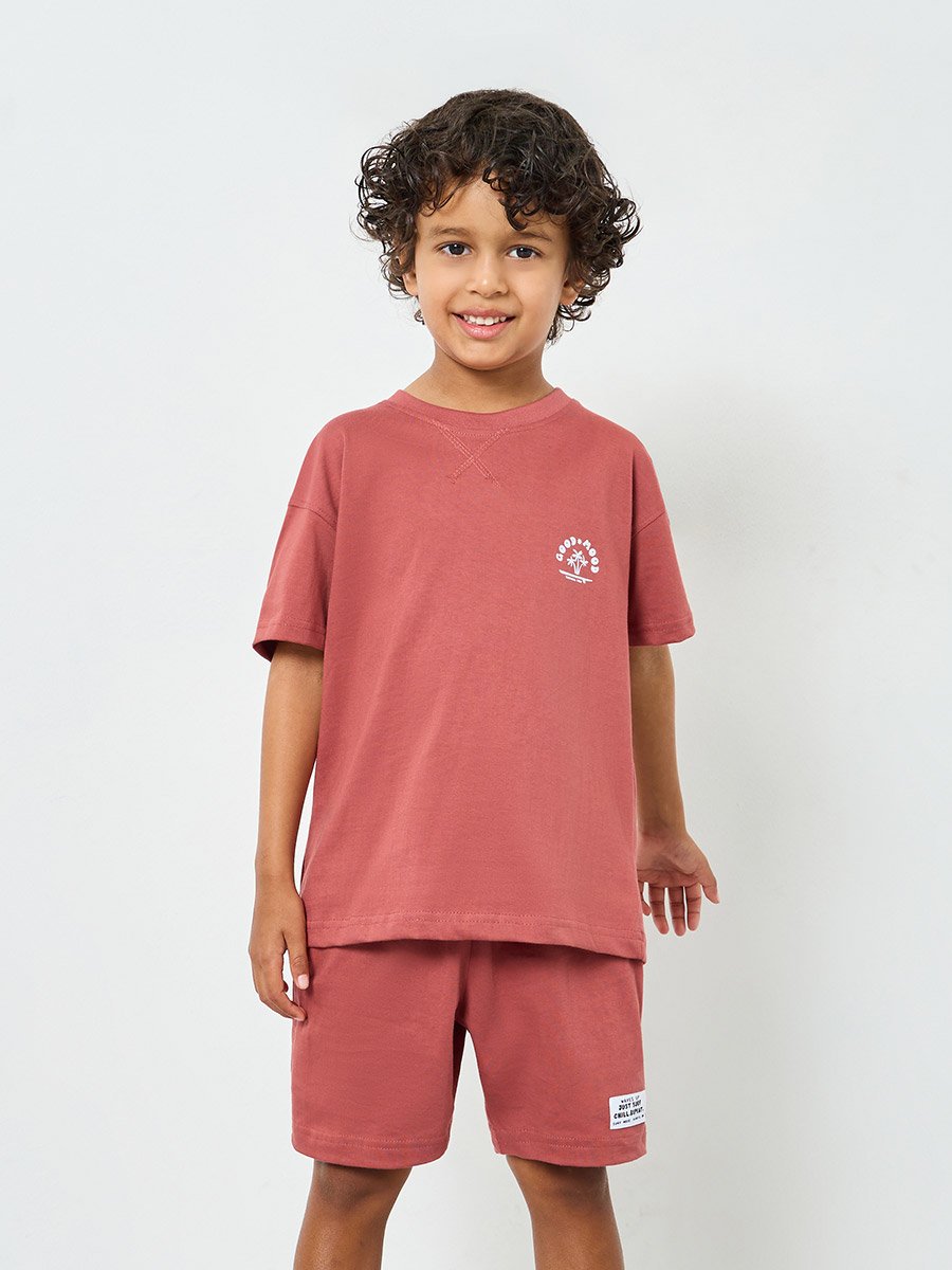 Boys Cotton Graphic Print T-Shirt and Shorts Set