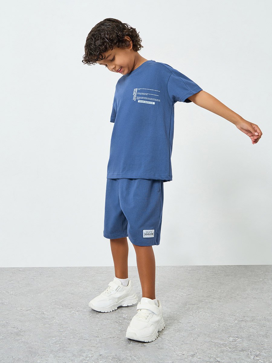 Boys Printed Oversized T-Shirt and Shorts Set
