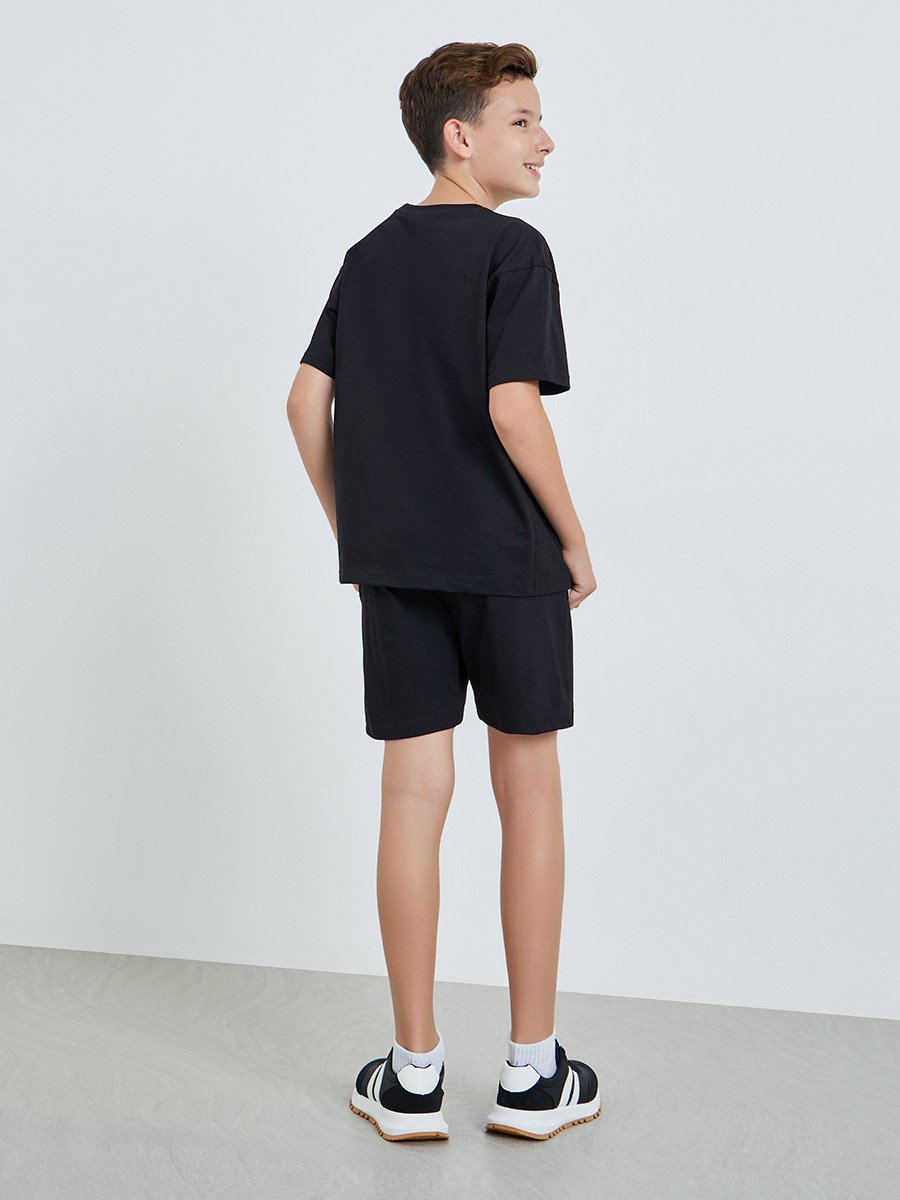 Boys Black Short Sleeve T-Shirt and Shorts Set