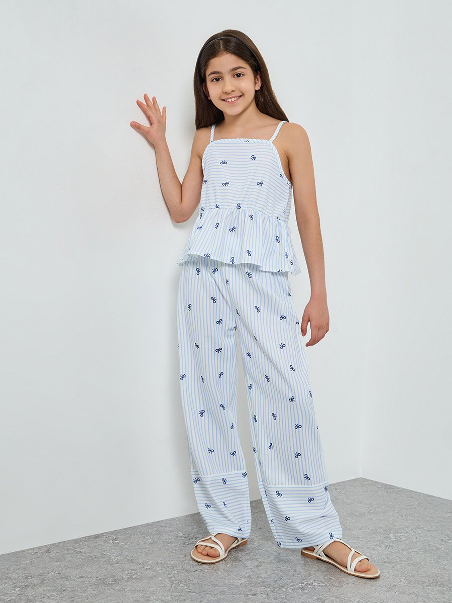 Girls All-Over Bow Print Strappy Top and Pants Set