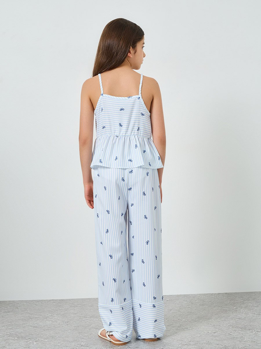 Girls All-Over Bow Print Strappy Top and Pants Set