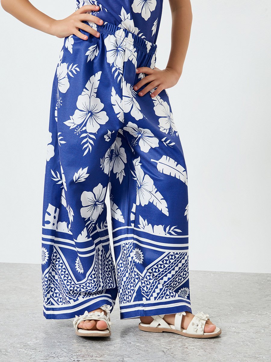 Girls Floral Printed Top and Pants Set