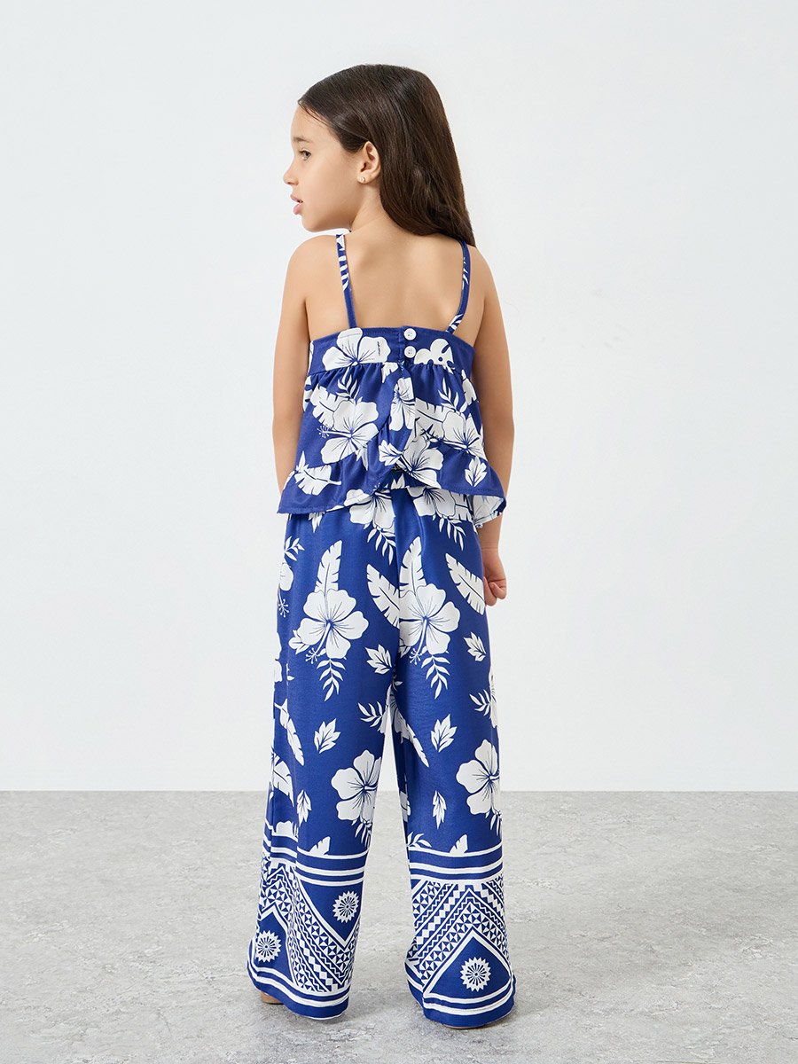 Girls Floral Printed Top and Pants Set