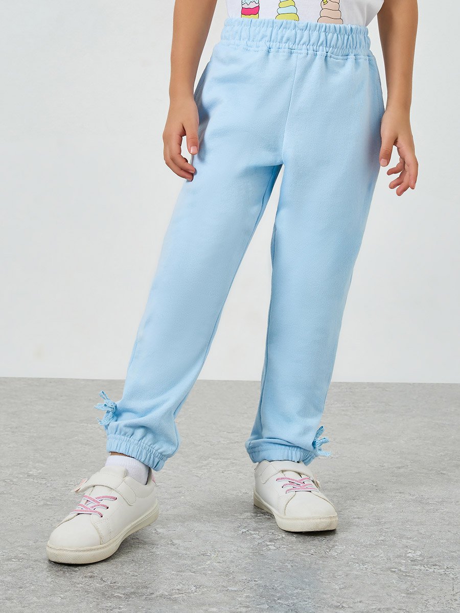 Girls Elasticated Hem Joggers with Bow Applique