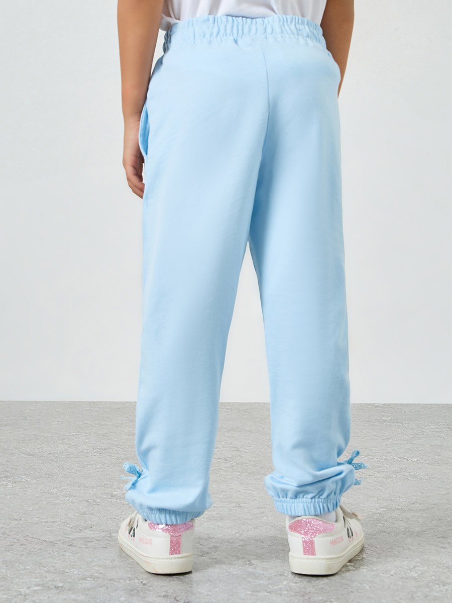 Girls Elasticated Hem Joggers with Bow Applique