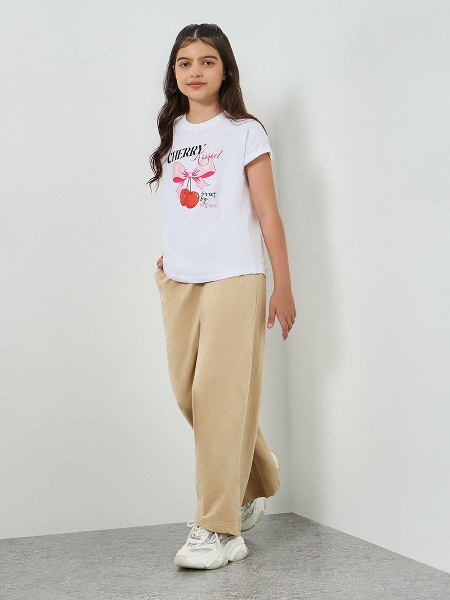 Teen Girls Cotton Wide Leg Joggers